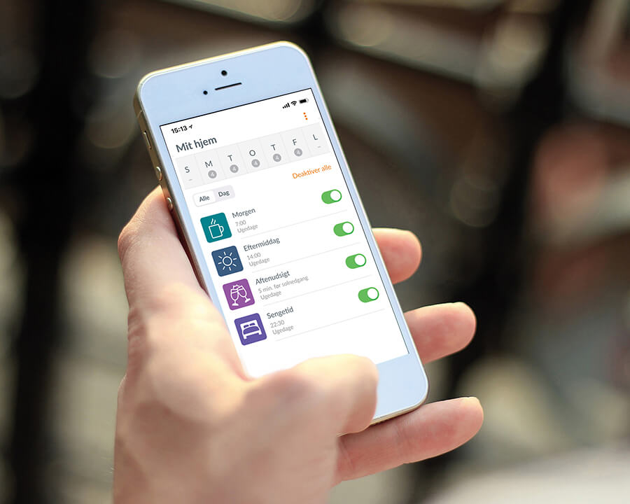 Luxaflex lamelgardiner med motor - app